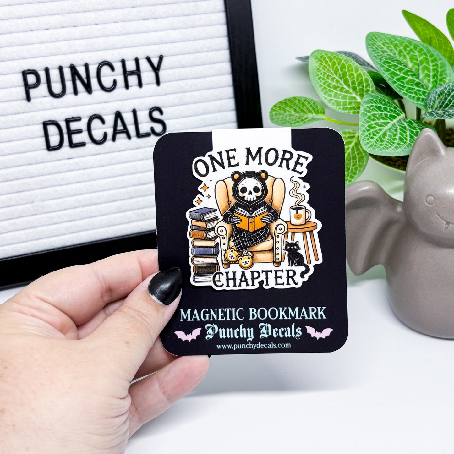 One More Chapter Skully Magnetic Bookmark