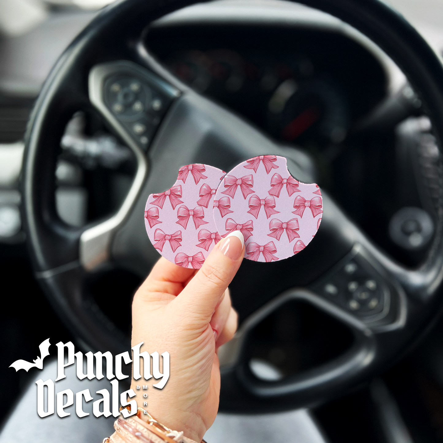 Cute Bows Car Coaster (set of 2)