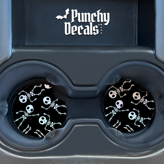 Dancing Skully Car Coasters (set of 2)