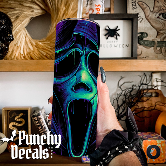 Ghosty Face in the Neon Tumbler