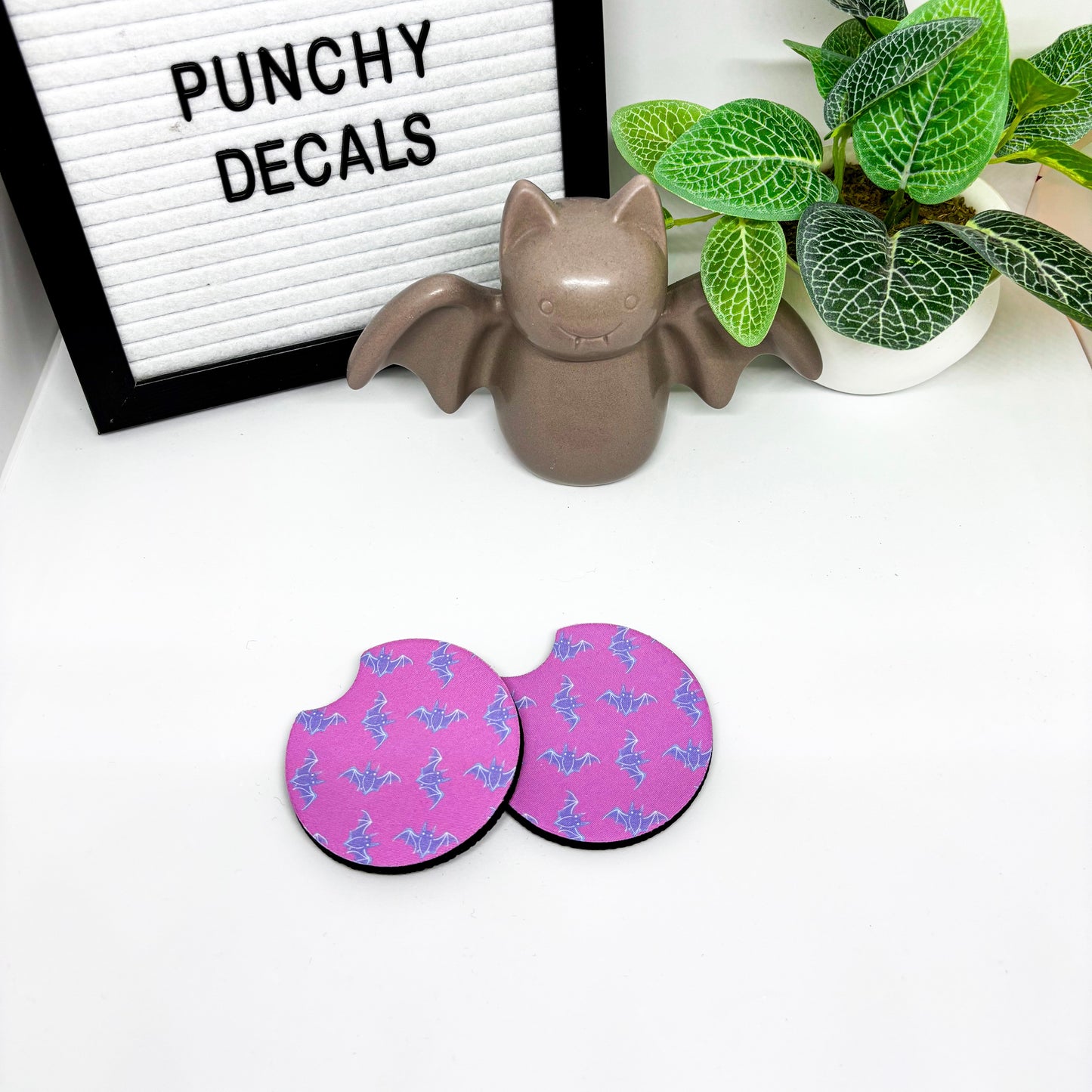 Neon Battys Car Coasters (set of 2)