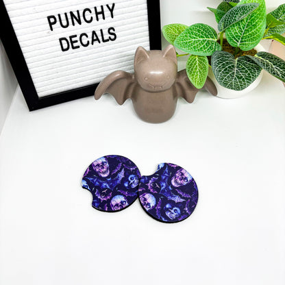 Skully and Bats Car Coasters (set of 2)