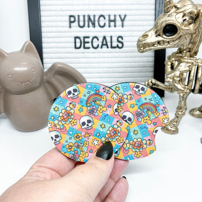 Colorful Skullys Car Coaster (set of 2)