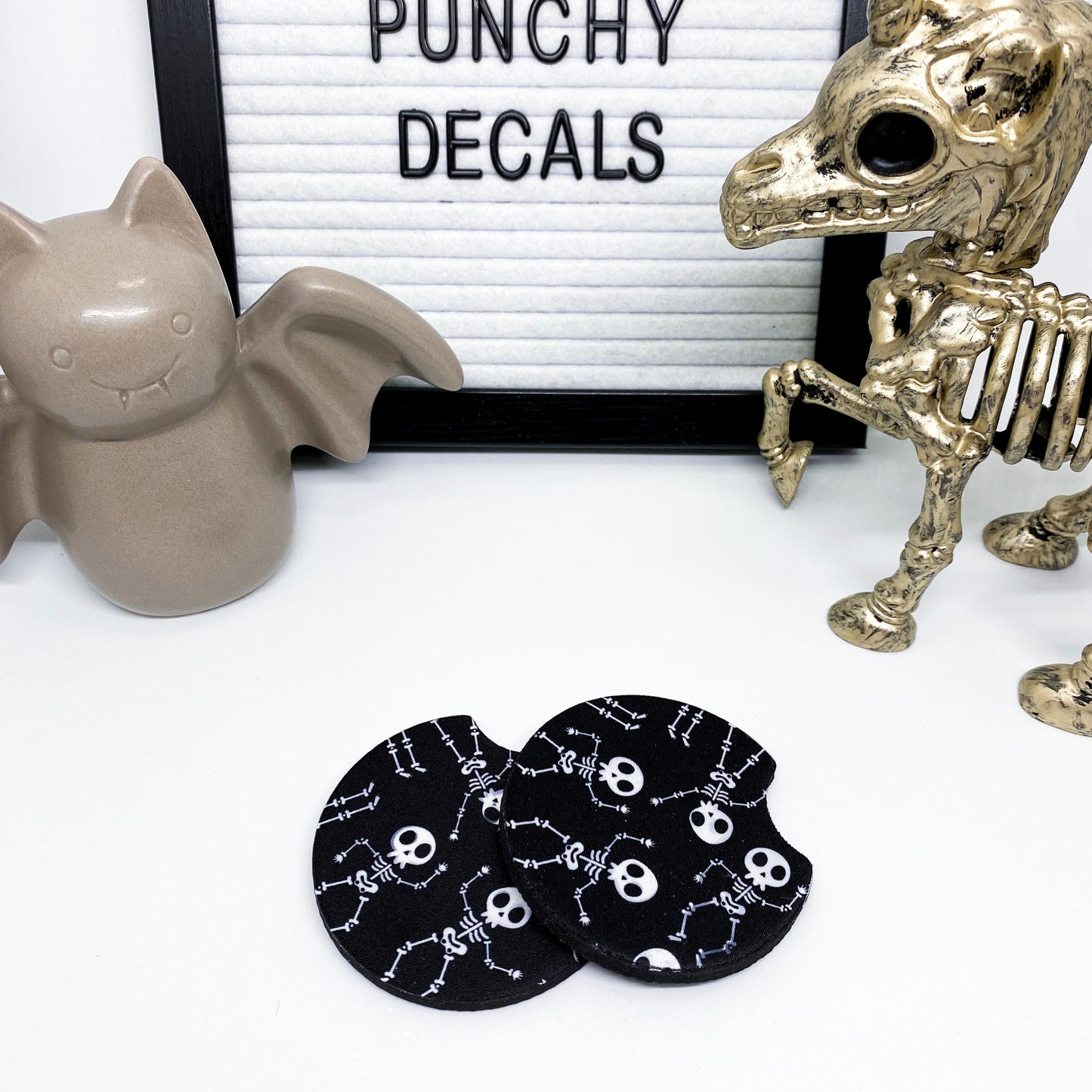 Dancing Skully Car Coasters (set of 2)