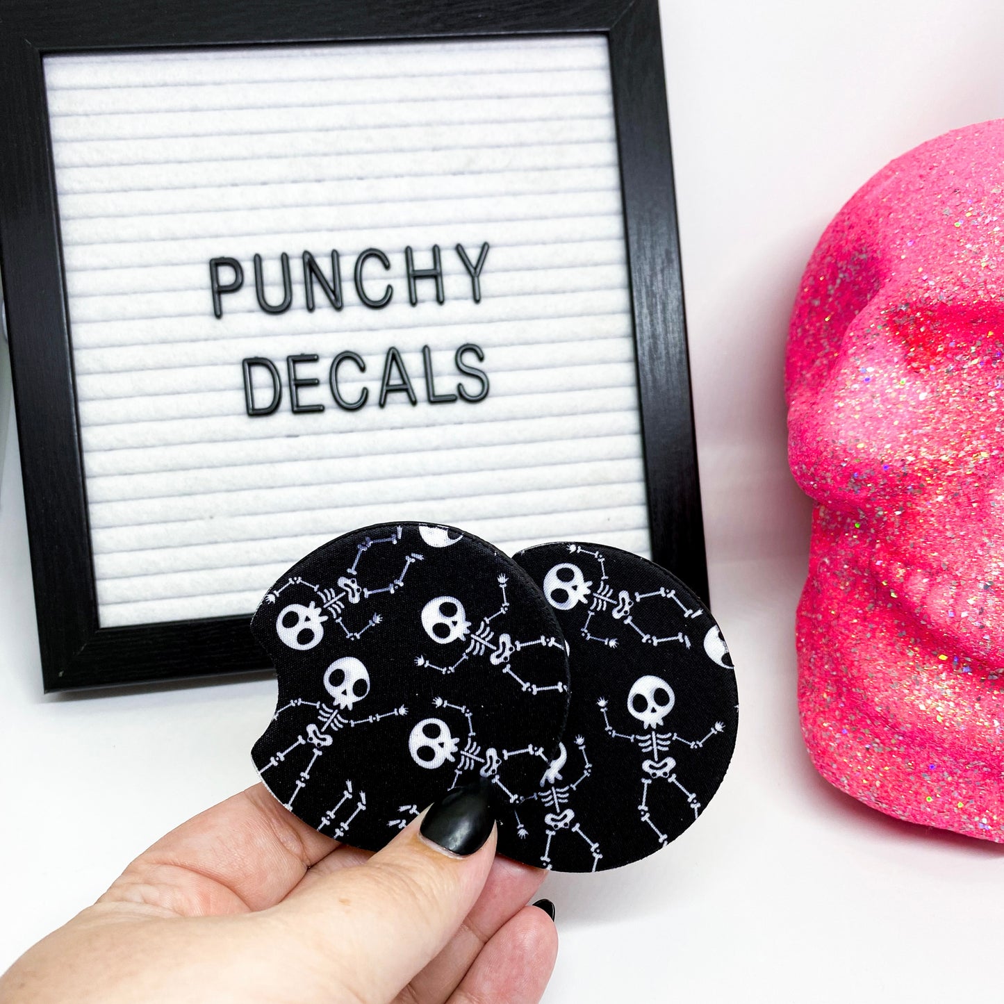 Dancing Skully Car Coasters (set of 2)