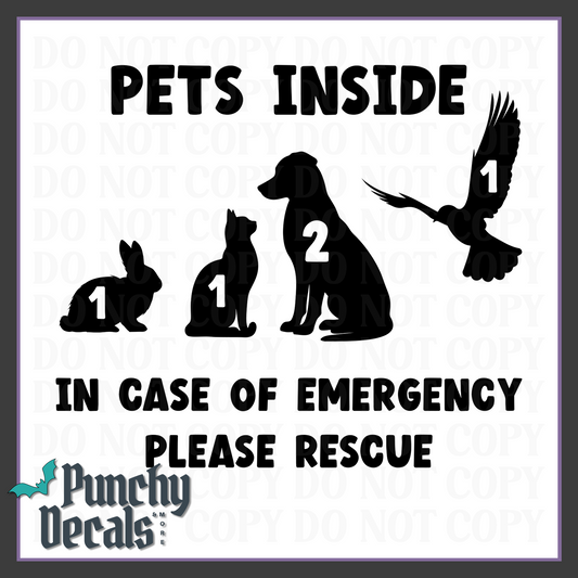 Pet Emergency Decal